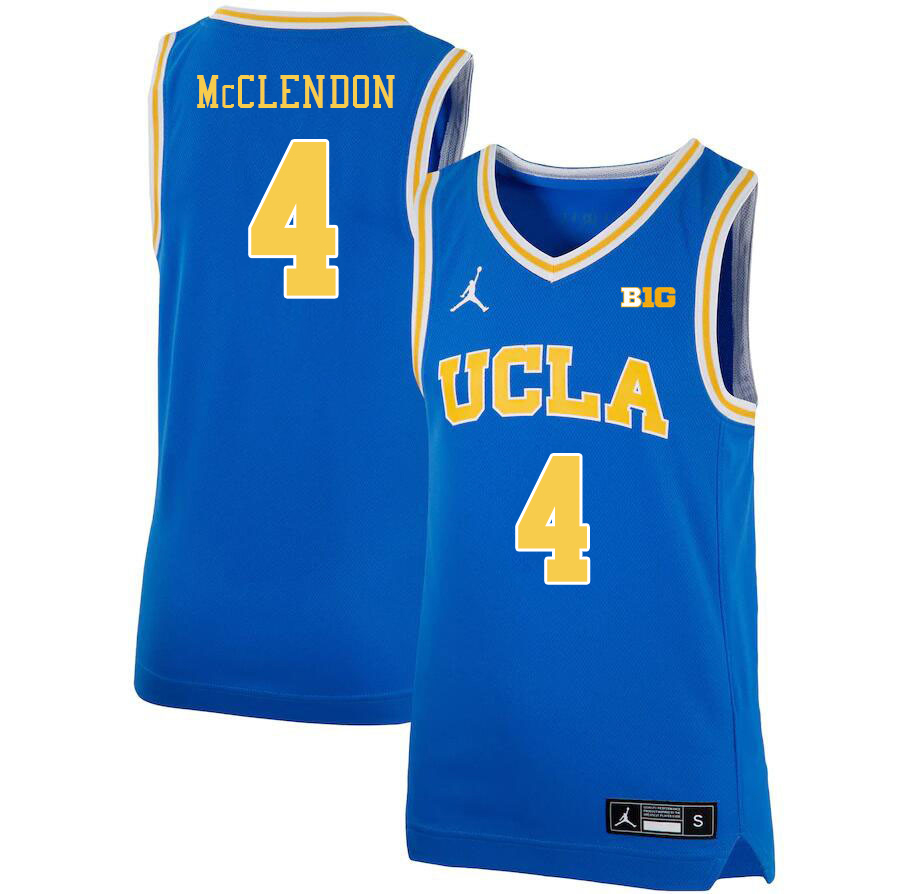 UCLA Bruins #4 Will McClendon Big 10 Conference College Basketball Jerseys Stitched Sale-Royal